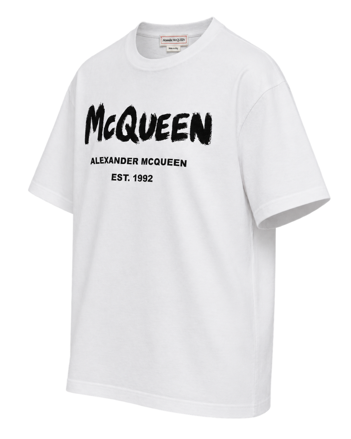 White t-shirt with Mcqueen Graffiti print