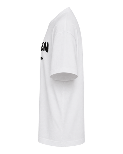 White t-shirt with Mcqueen Graffiti print