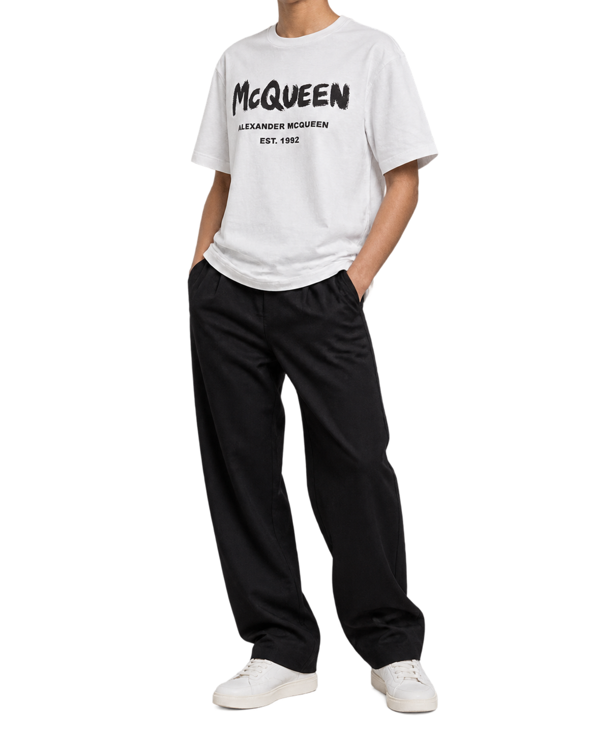 White t-shirt with Mcqueen Graffiti print