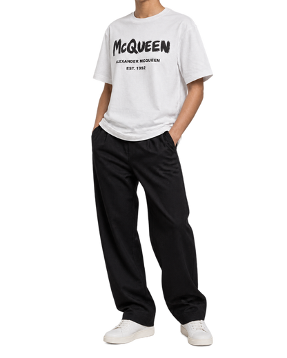 White t-shirt with Mcqueen Graffiti print