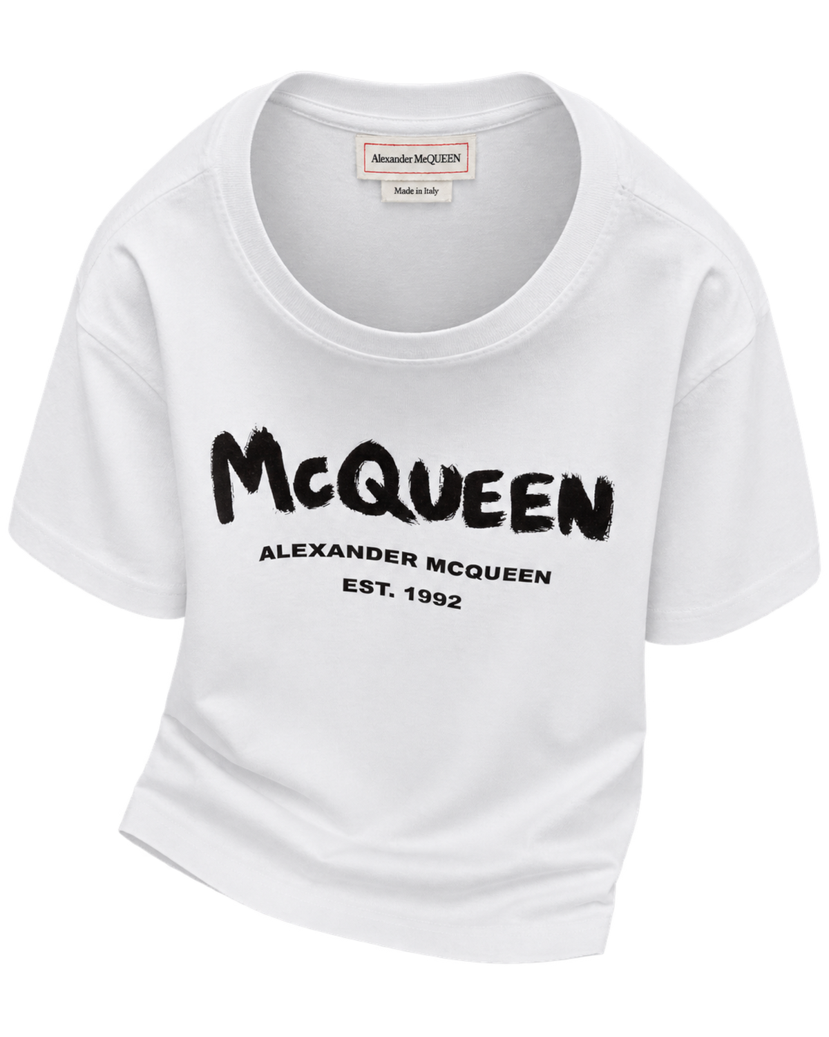 White t-shirt with Mcqueen Graffiti print