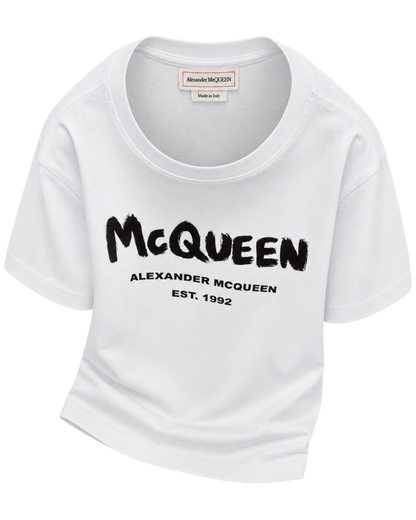 White t-shirt with Mcqueen Graffiti print