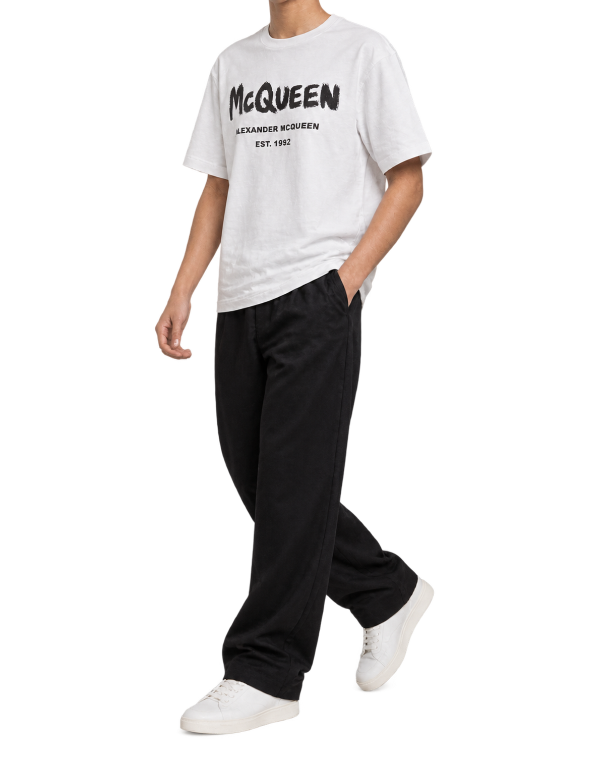 White t-shirt with Mcqueen Graffiti print