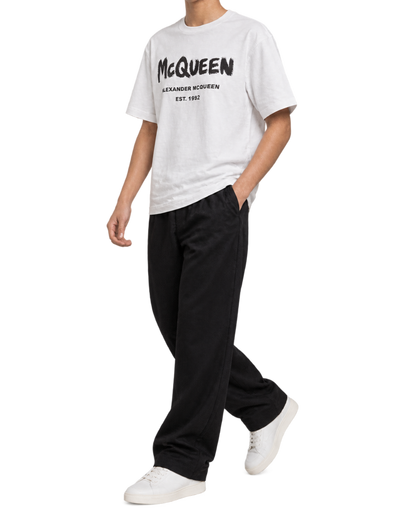 White t-shirt with Mcqueen Graffiti print