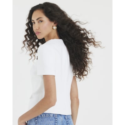 White Tailored Button Up Top