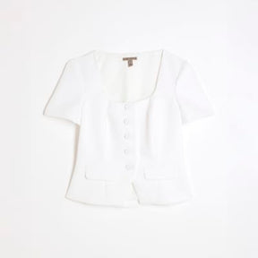 White Tailored Button Up Top