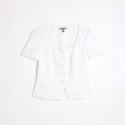 White Tailored Button Up Top