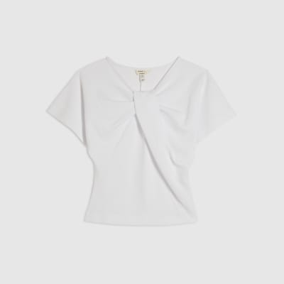 White Twist Front Top