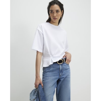 White Twist Hem T-Shirt