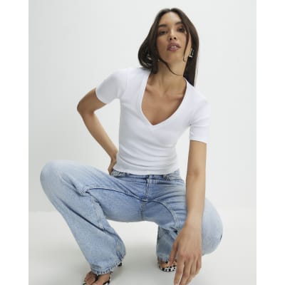 White V Neck T-Shirt