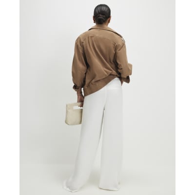 White Wide leg Drawstring Jeans