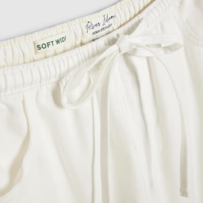 White Wide leg Drawstring Jeans