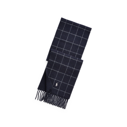 Windowpane Plaid Wool Blend Scarf