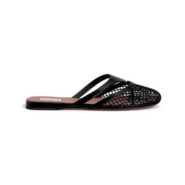 Women’s FISHNET AND LEATHER INFRADITO FLAT MULES