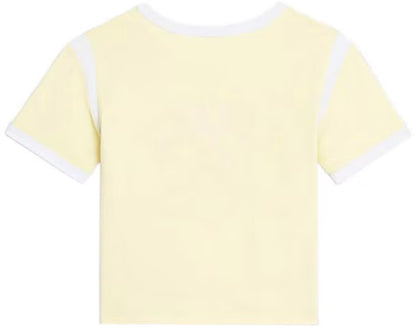 CELINE Yellow Logo Print Crewneck Short Sleeve T-Shirt