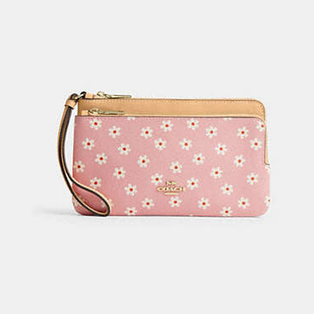 Double Zip Wristlet With Floral Print