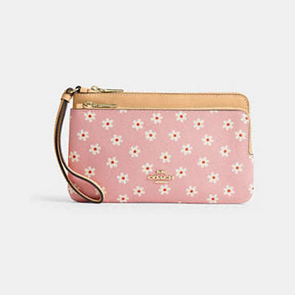 Double Zip Wristlet With Floral Print
