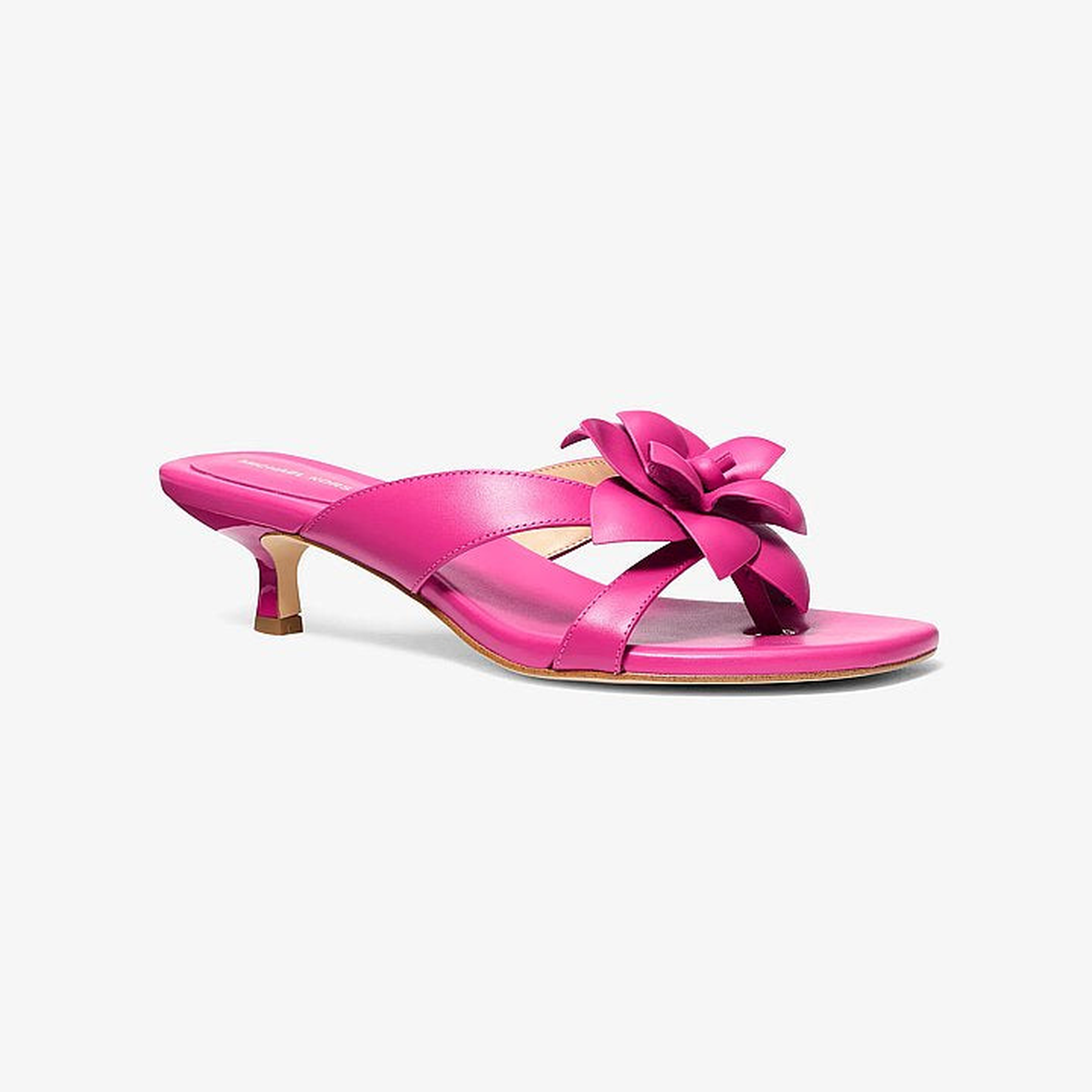 Jacie Floral Embellished Leather Kitten Heel Sandal
