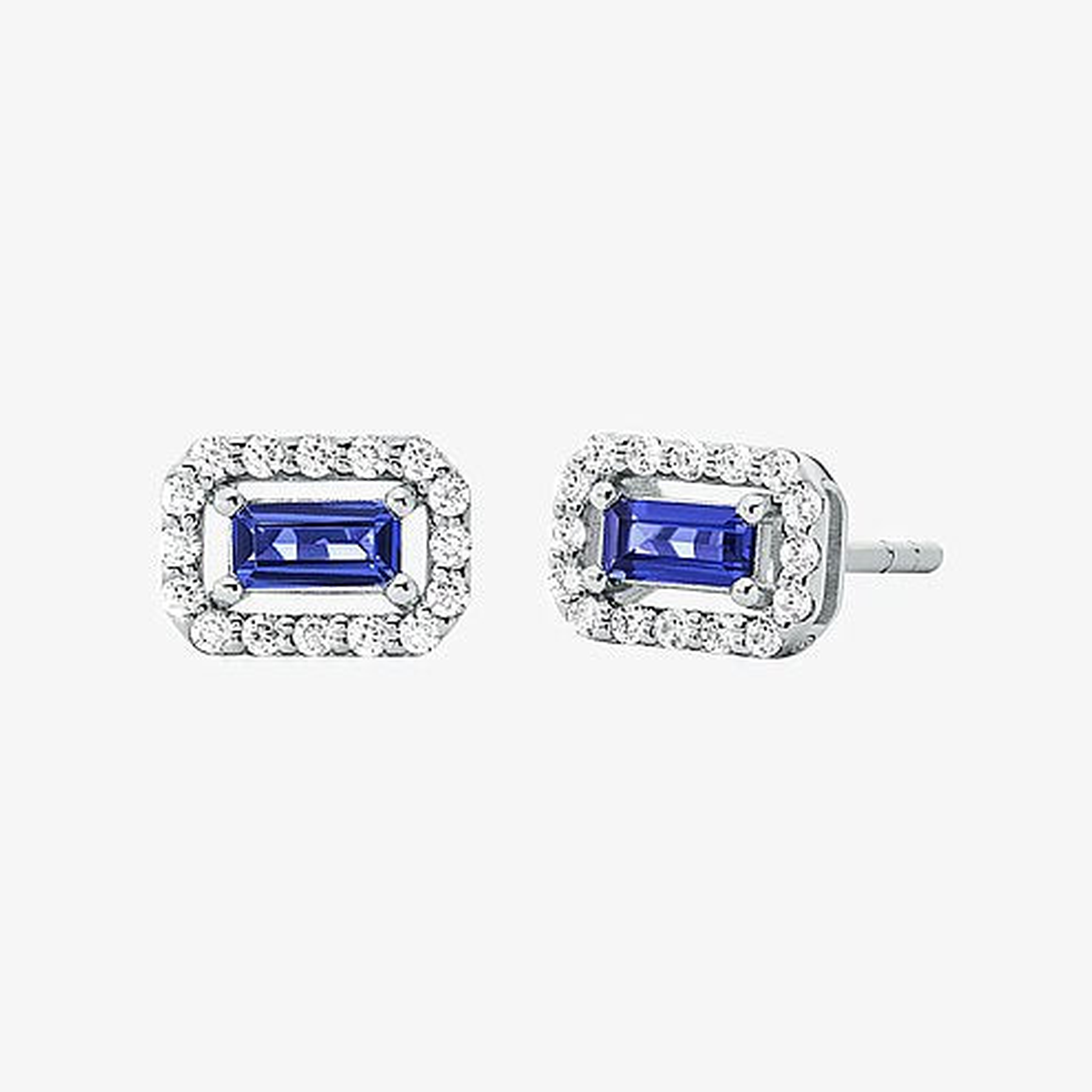 Precious Metal-Plated Sterling Silver Pavé Halo Stud Earrings