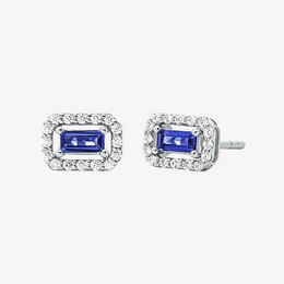 Precious Metal-Plated Sterling Silver Pavé Halo Stud Earrings
