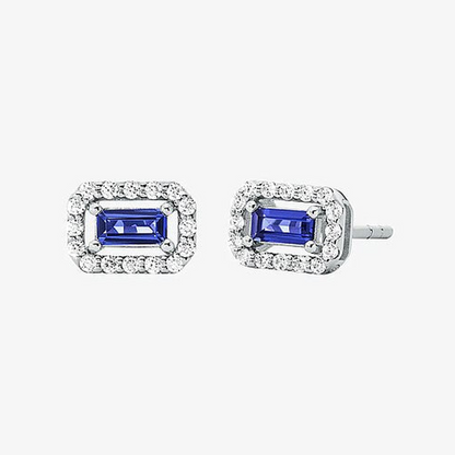 Precious Metal-Plated Sterling Silver Pavé Halo Stud Earrings