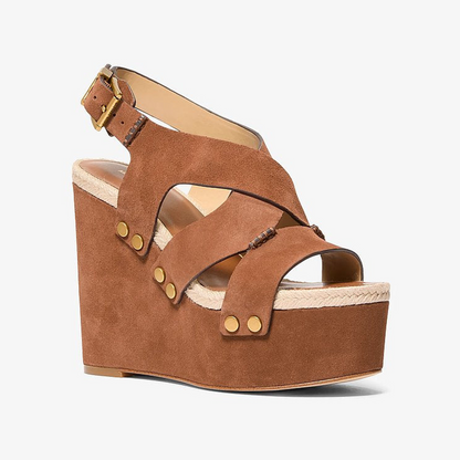 Raven Studded Suede Wedge Sandal