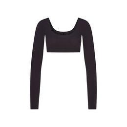 Wool Rib Long Sleeve Super Cropped Top