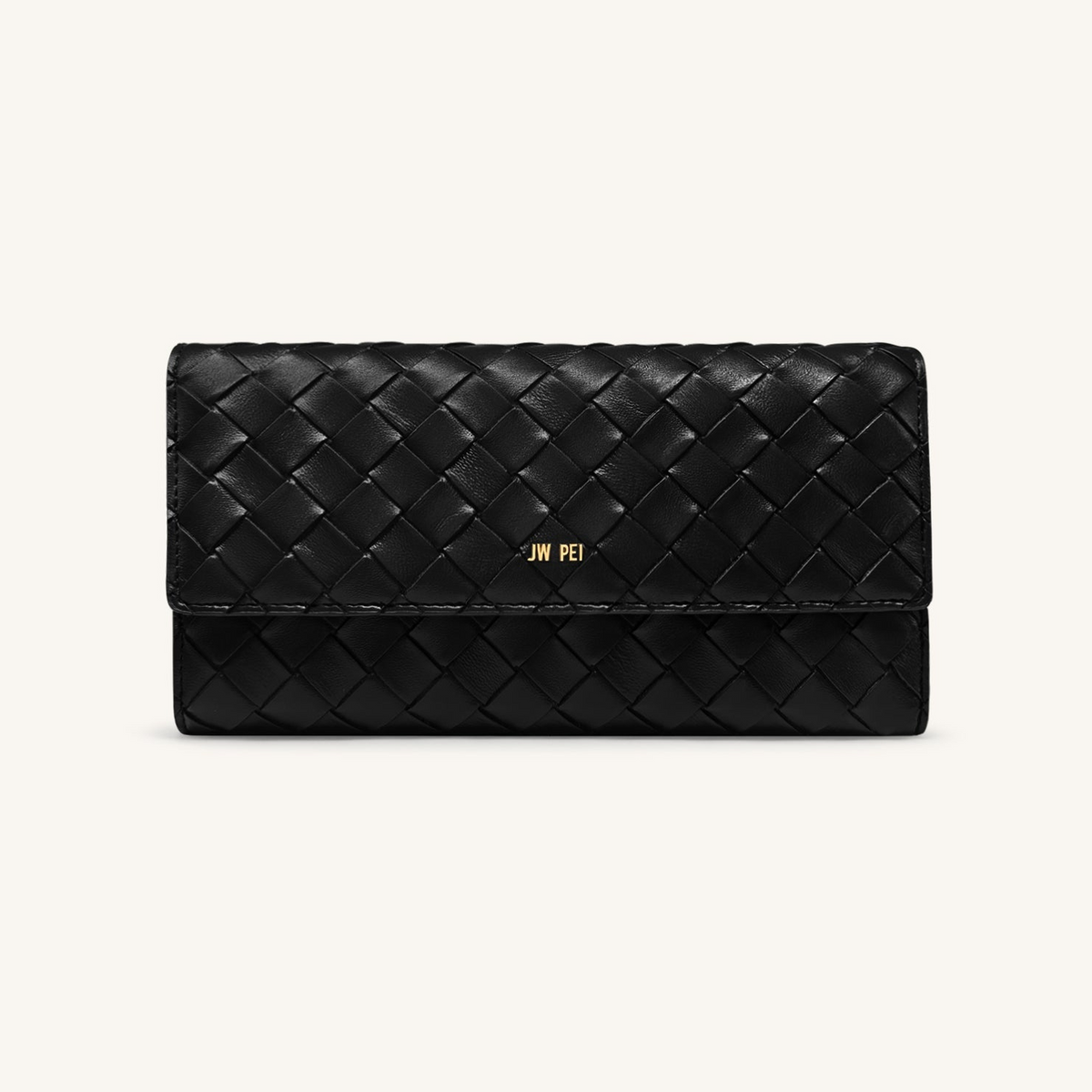 Woven Texture Flap Wallet - Black