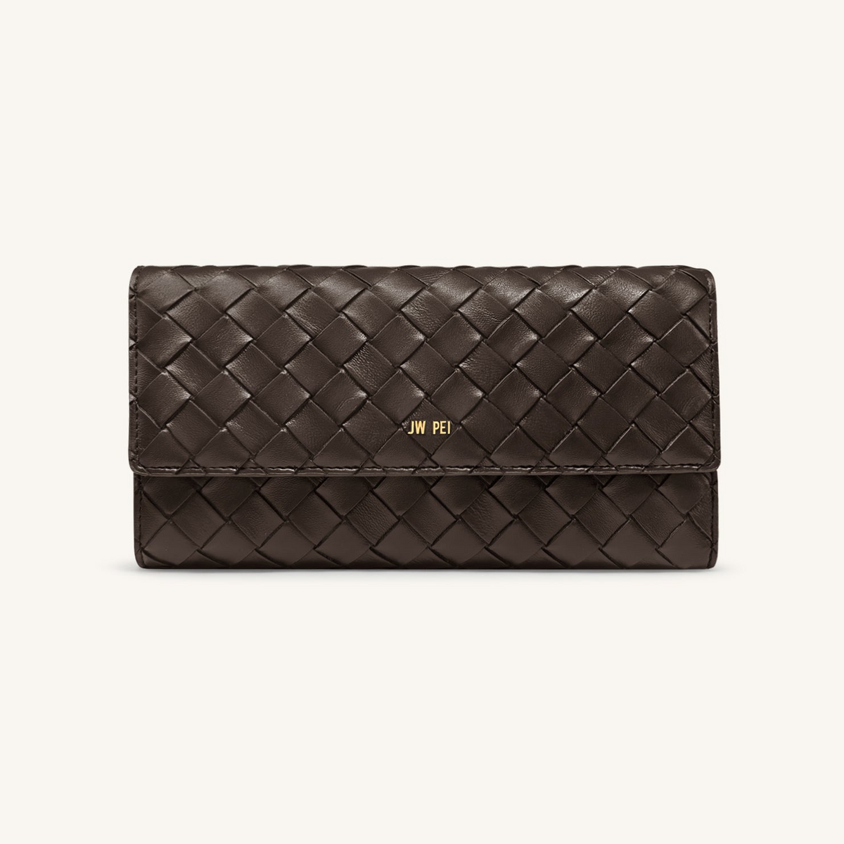 Woven Texture Flap Wallet - Chocolate
