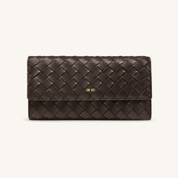 Woven Texture Flap Wallet - Chocolate