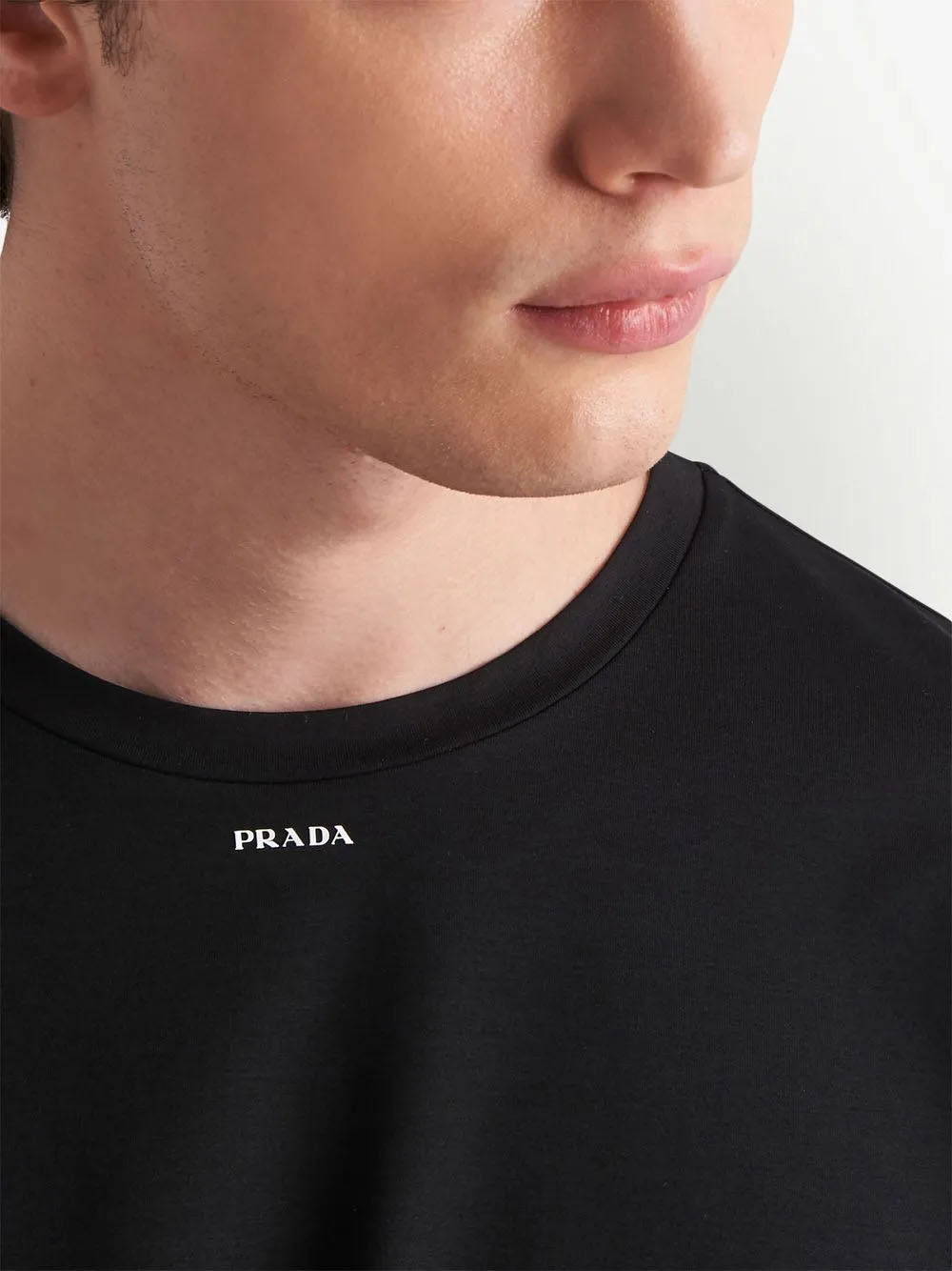 Prada Small Logo Print T-Shirt in Black