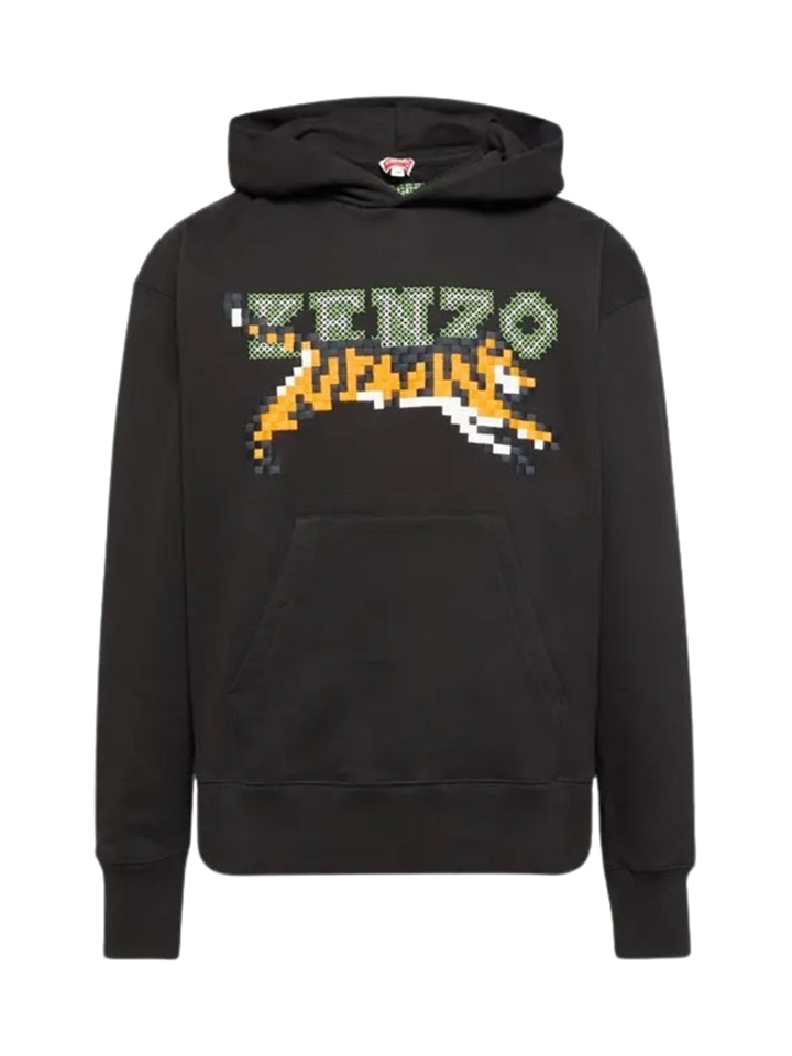 Kenzo Paris Digital Tiger Design Black Hoodie