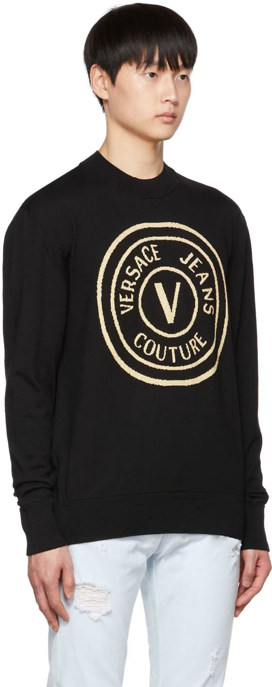 Black V-Emblem Sweater