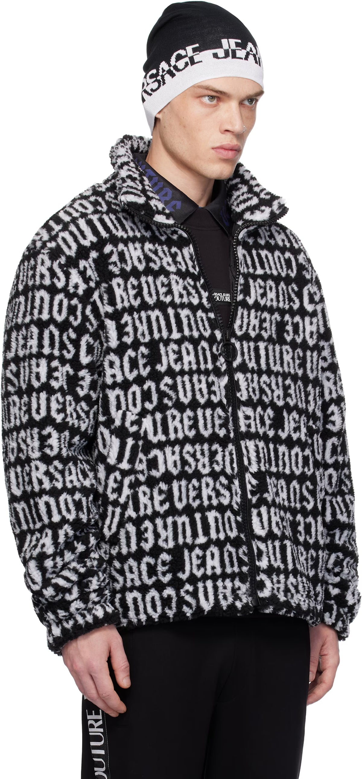 Black & White Logomania Teddy Jacket