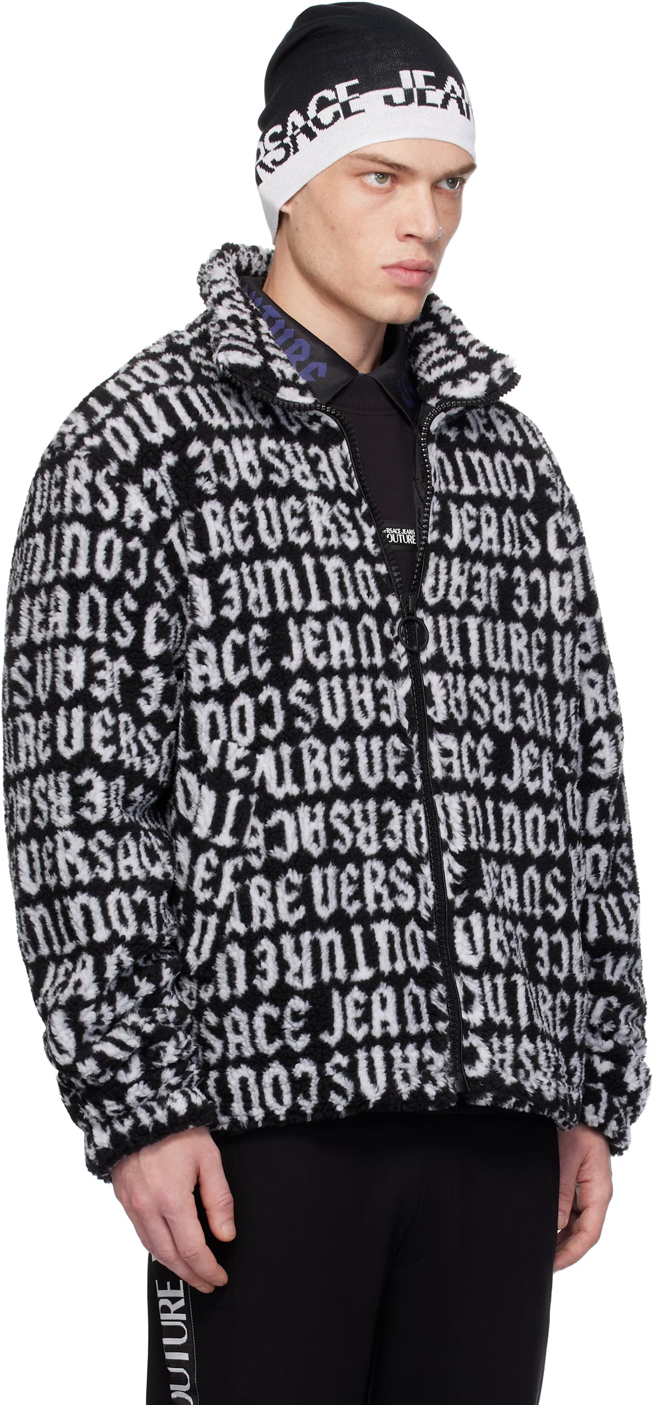 Black & White Logomania Teddy Jacket