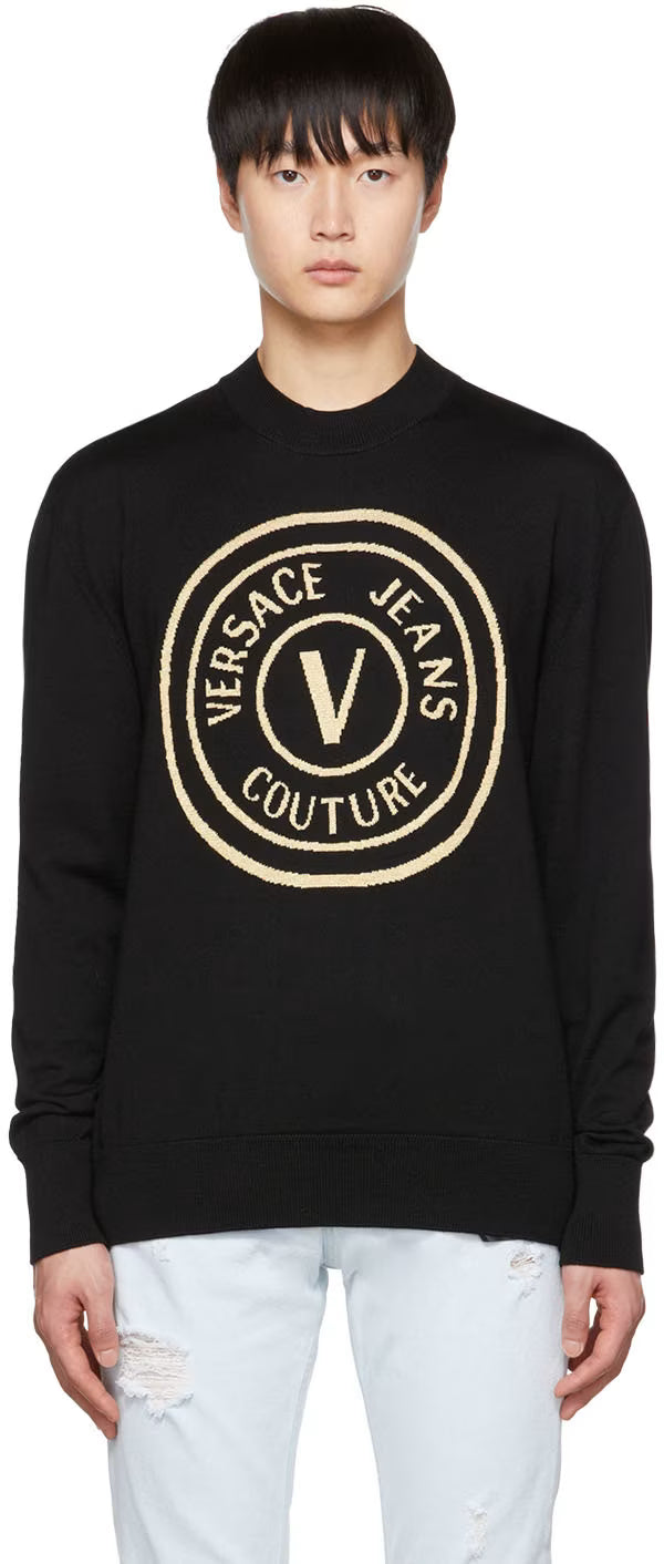 Black V-Emblem Sweater