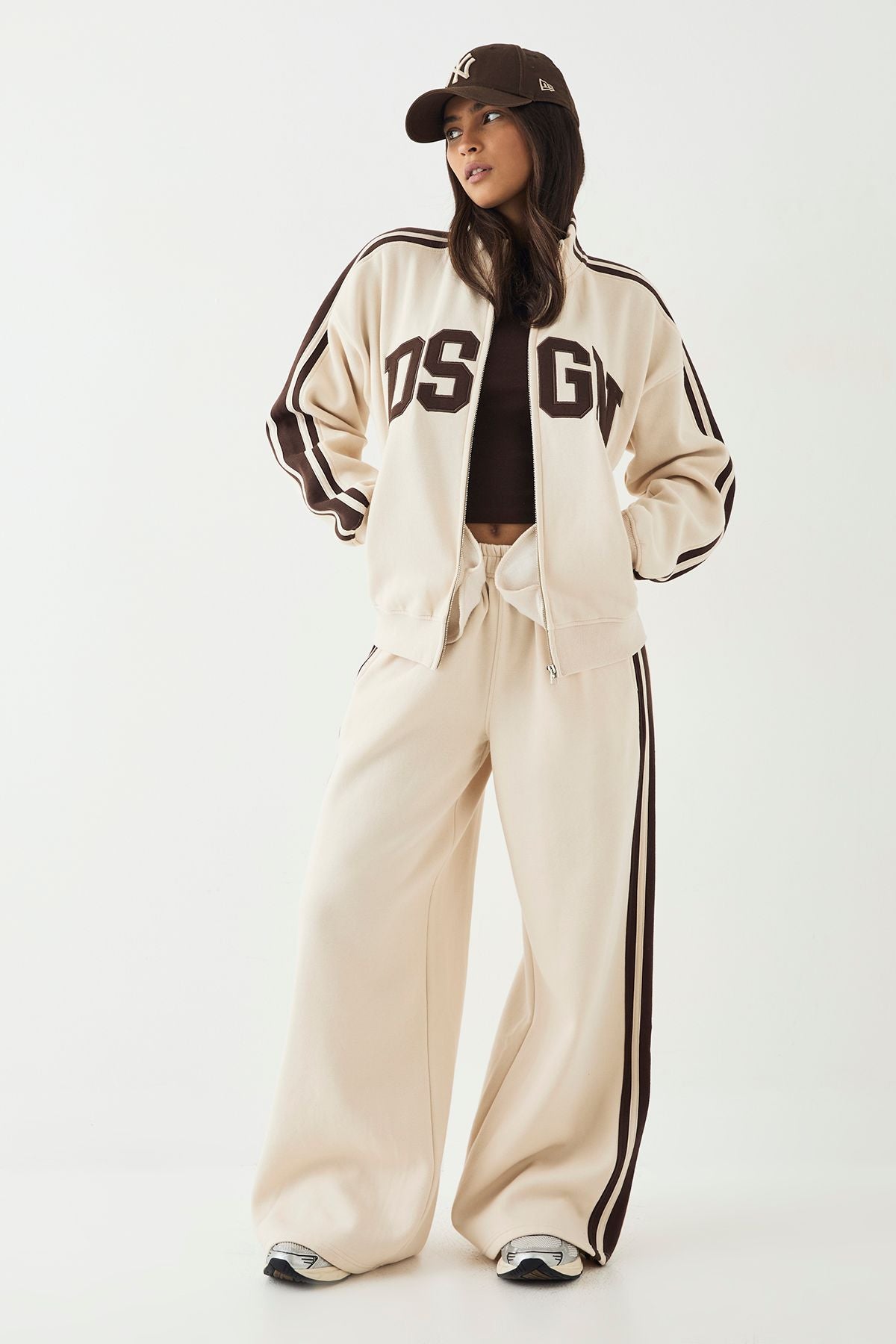 DSGN Studio Side Stripe Funnel Neck Zip Through Bomber Tracksuit