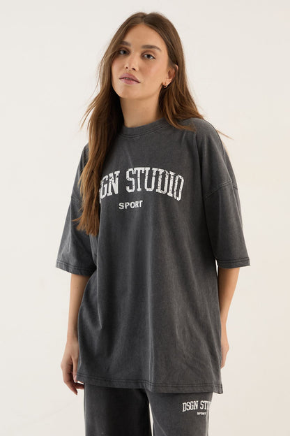 DSGN Studio Collegiate Printed Oversized T-Shirt