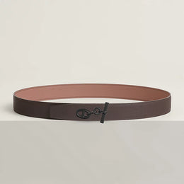 Yachting belt buckle & Reversible leather strap 32 mm