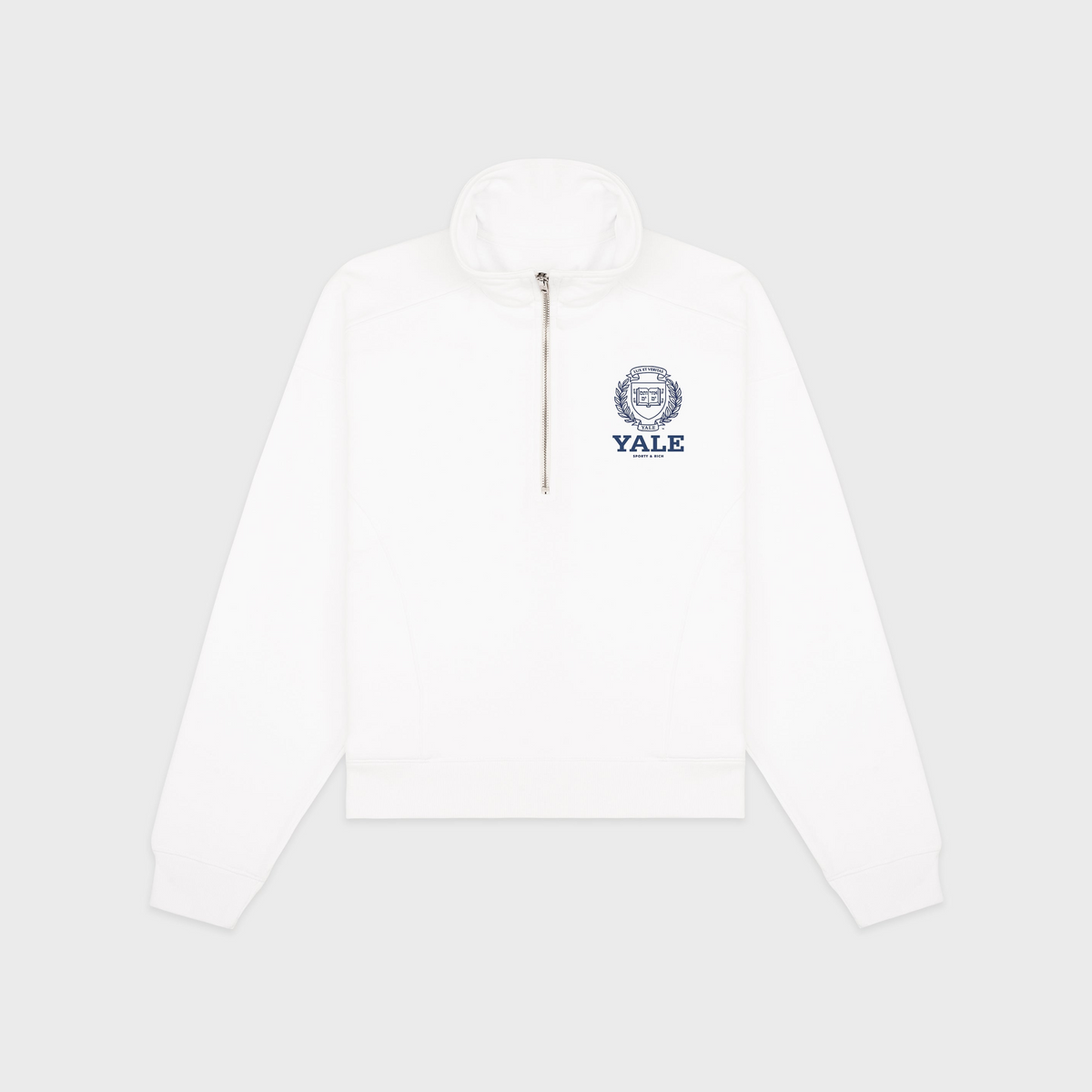 Yale Crest Quarter Zip - White/Navy