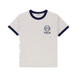 Yale Crest Ringer Tee - Heather Gray/Navy
