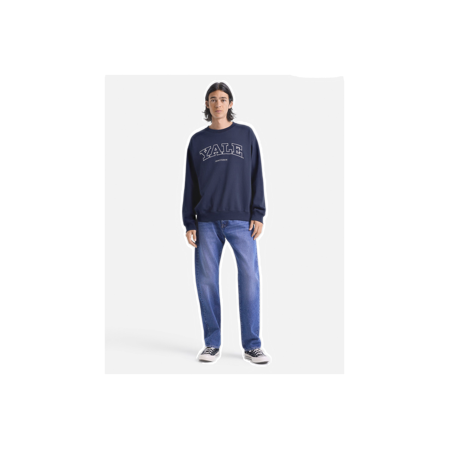 Yale Ivy Crewneck - Navy/White