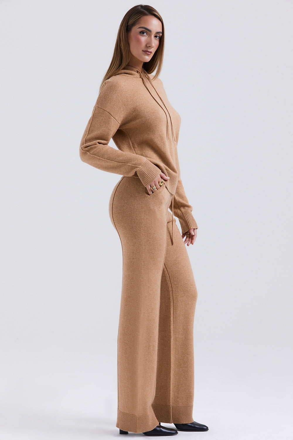 Camel cashmere blend trousers