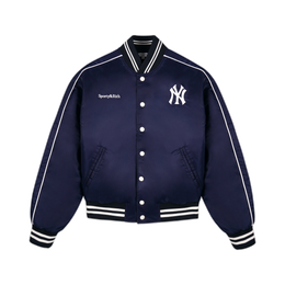 Yankees Curve Nylon Varsity Jacket - Navy/White