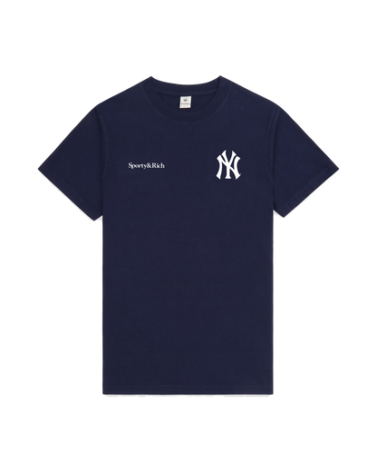 Yankees Curve T-Shirt - Navy/White