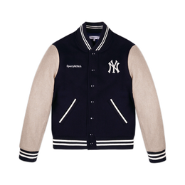 Yankees Curve Wool Varsity Jacket - Navy/Ecru
