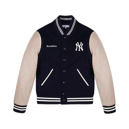 Yankees Curve Wool Varsity Jacket - Navy/Ecru