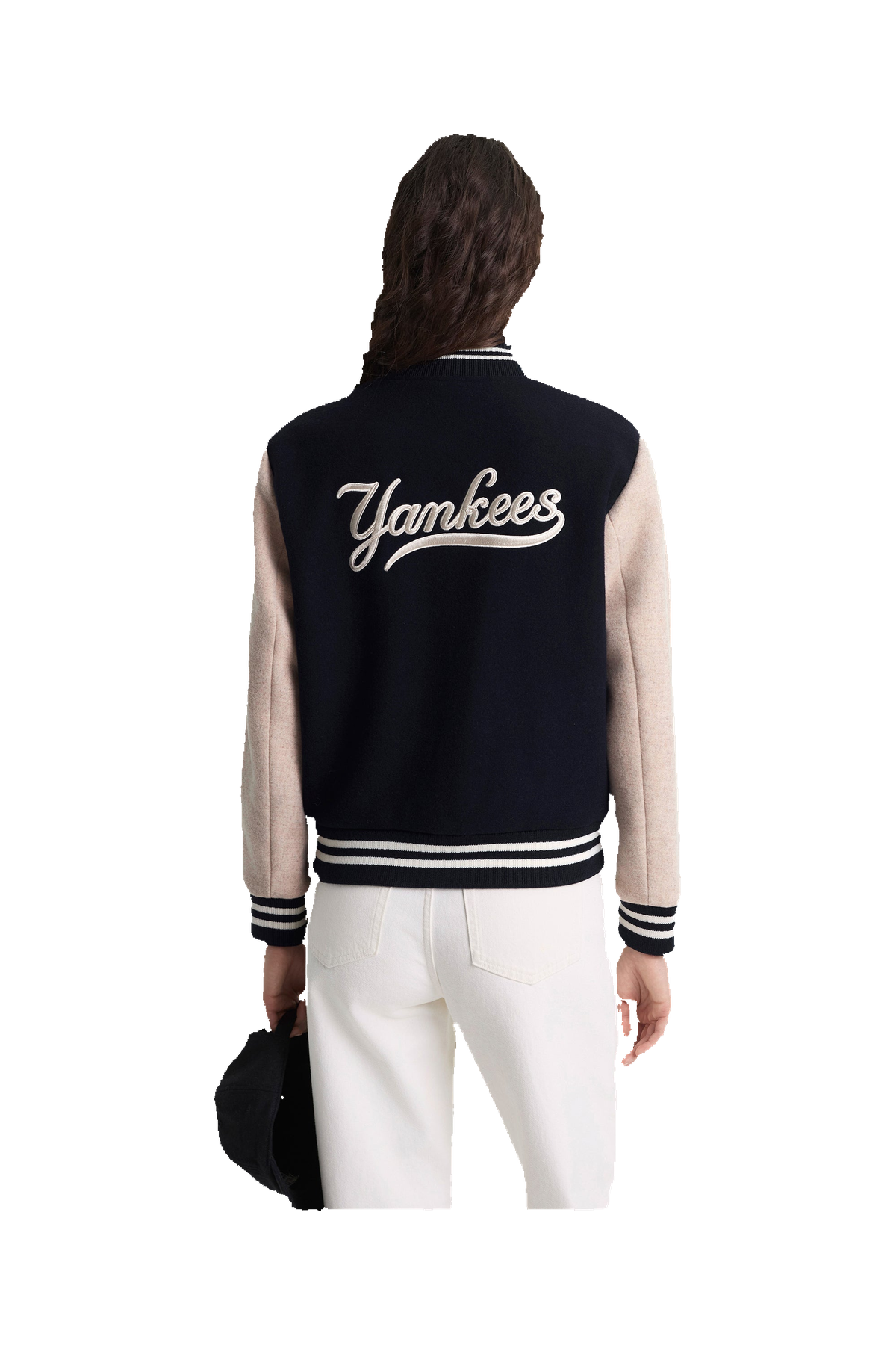 Yankees Curve Wool Varsity Jacket - Navy/Ecru
