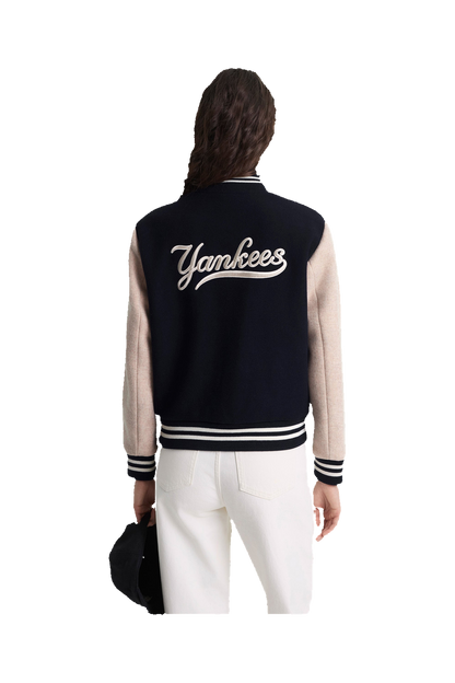 Yankees Curve Wool Varsity Jacket - Navy/Ecru