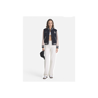 Yankees Curve Wool Varsity Jacket - Navy/Ecru